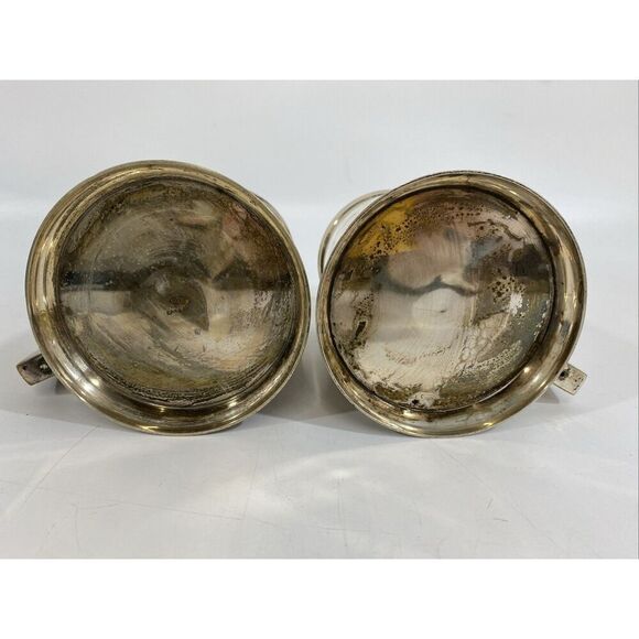 Antique Pair Silverplate British Stein Tankard Hand Etched Lion Crest Guild - Picture 10 of 15